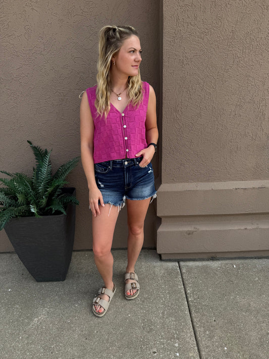 Pink Woven Vest