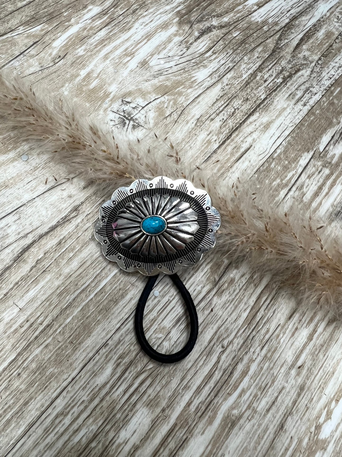 Oval Turquoise Concho Hair Ties