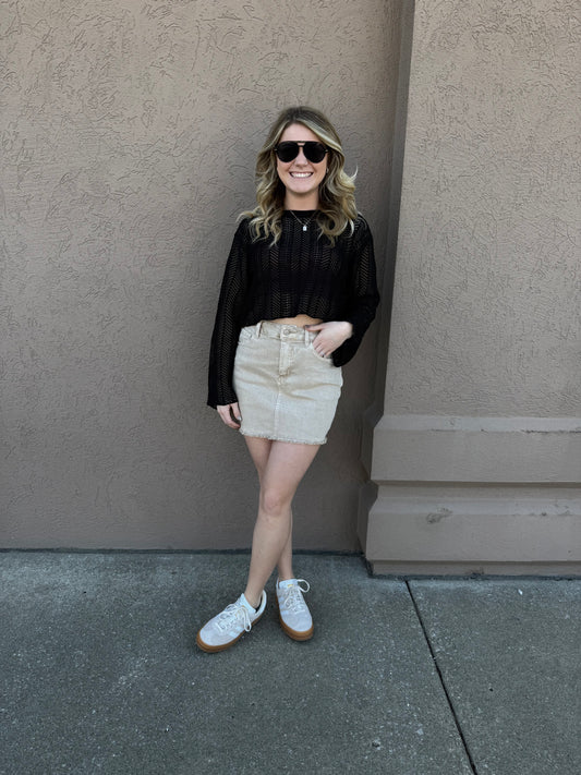 Black Knit Cropped Sweater