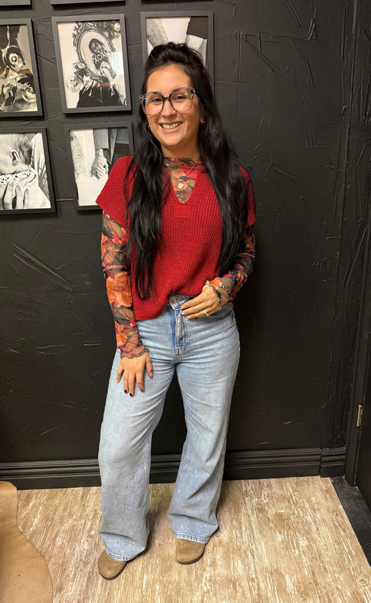 Maroon Sleeveless Sweater