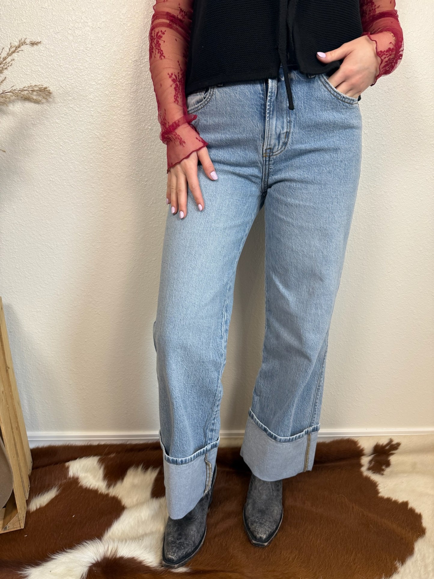 Cuffed Light Wash Jeans