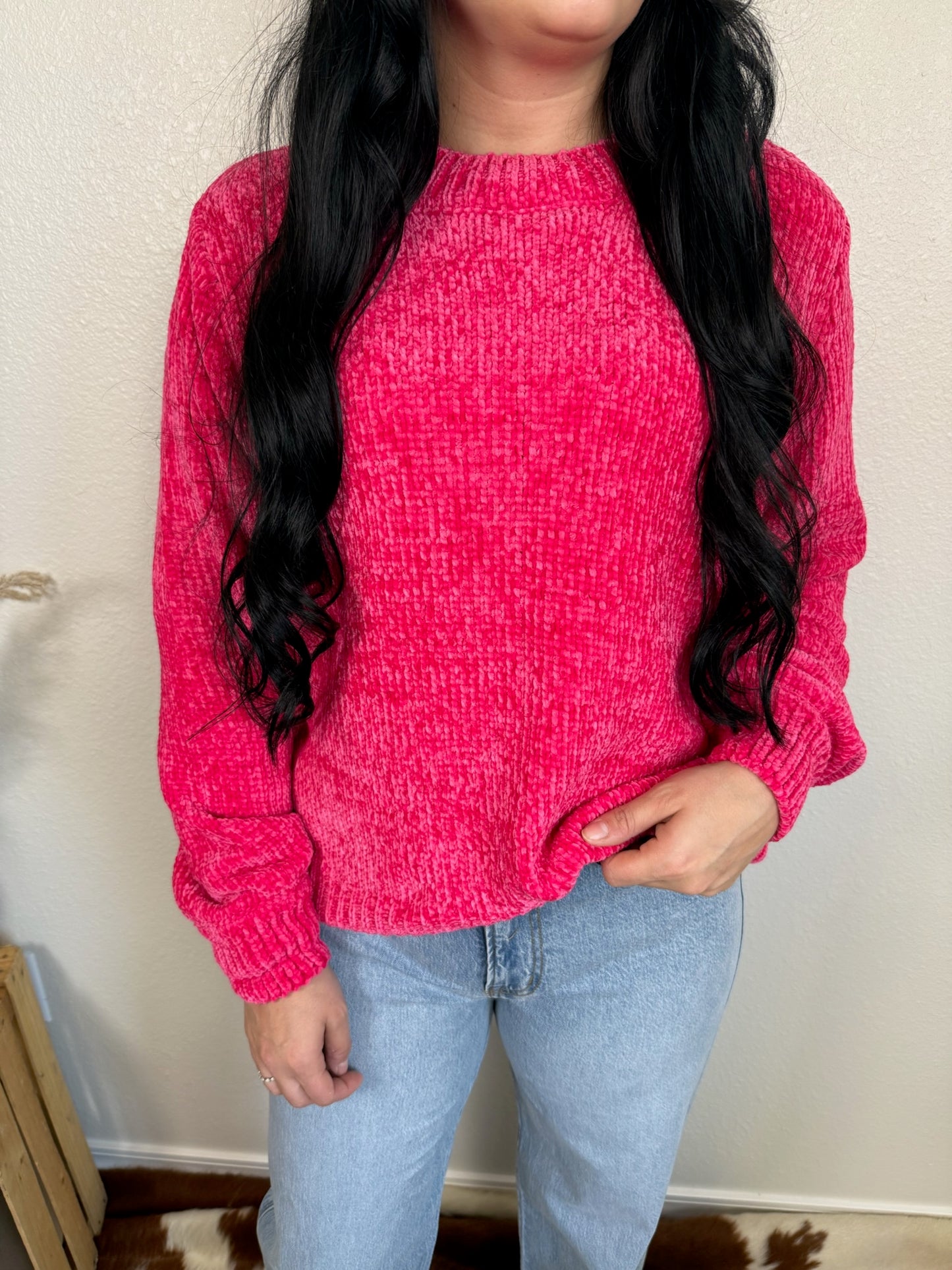 Pink Chenille Sweater
