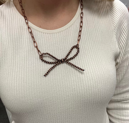 Copper Navajo Pearl Bow Necklace